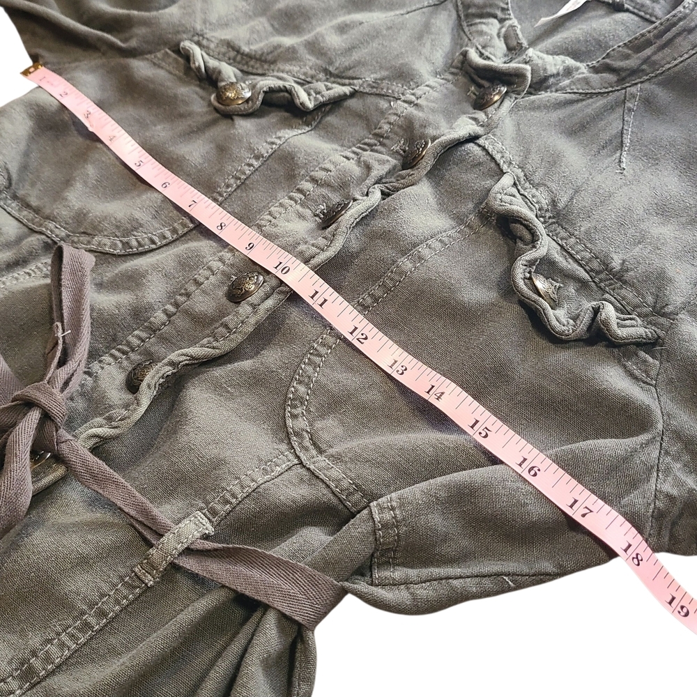 Free People Emilia Military Jacket Belted Lace Hem Utility Olive Small - Picture 13 of 14